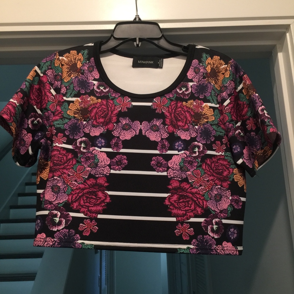 Floral & Striped Crop Top